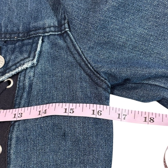 REFUGE - SIZE XS (OVERSIZED) - DARK WASH DENIM WITH LACE-UP FRONT BLACK PANEL - Picture 9 of 10